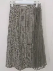 ◇ ◎ MEW'S REFINED CLOTHES タグ付き チェック レース 切替 ロング フレア スカート サイズ2 ベージュ マルチ レディース  【中古】 【1207080005201】