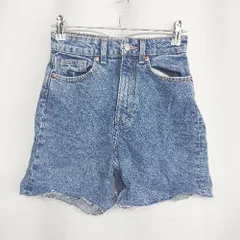◇ Θ H&M エイチアンドエム 裾カット デニム ショートパンツ サイズEUR32 ブルー系 レディース E  【1410100008599】