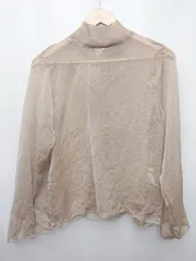 ◇ ⊂Φ Sygne.　シーニュ 光沢　ボウタイ 長袖 シアー　シャツ　ブラウス サイズF ブラウン レディース P  【1410160013052】