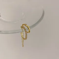 ☆ ゴールド ☆ イヤーカフ 左耳用 イヤーカフ 揺れる レディース 左耳のみ イヤカフ 耳飾り イヤリング イアリング アクセサリー チェーン ラインストーン きれいめ 華奢 大人 かわいい おしゃれ 可愛い オシャレ 女性 女の子