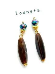 3979プチプラピアス ブラウン 樹脂ピアス