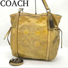 【良品】コーチ パテント アンディ シンチド エナメル トートバッグ イエロー