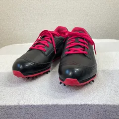 【アディダス】ソフトスパイクシューズ　ゴルフシューズ　24.5cm　adidas　ブラック　ピンク　ゴルフ　スポーツ