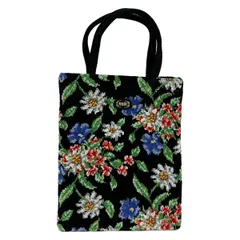 FEILER(フェイラー) ハンドバッグ - 黒×グリーン×マルチ 花柄