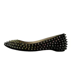 CHRISTIAN LOUBOUTIN(クリスチャンルブタン) フラットシューズ 35 レディース - 黒 スタッズ/アウトソール張替済 レザー