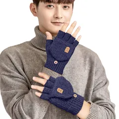 新品 [Gagaciso] メンズ 手袋 指なし 秋冬 防寒 裏起毛 2WAY スマホ対応 操作便利 ミトン手袋 おしゃれ 手袋 カバー付 あったか 裏起毛 厚手 暖かい 冬 事務 自転車 撮影 登山 おしゃれ プレゼント