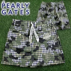 PEARLY GATES パーリーゲイツ ゴルフ コットン混 コードレーン ギンガムチェック柄 カモフラ柄 迷彩柄 ストレッチ ミニ スカート ウェア レディース 055-2134520 定価3.1万 グリーン ネイビー ホワイト ▲035▼50225w02