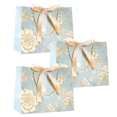 【売切注意！お急ぎ下さい】ラッピング袋、ギフト紙袋、かわいい、ギフトバッグ、花柄、リボン、おしゃれラッピング袋、紙袋、手提げバッグ、ギフトバッグ、クリスマス、誕生日、バレンタイン、母の日、父の日（25×20×12cm ３枚） Okurishining