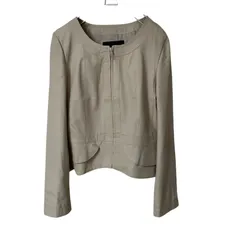 ZK17【美品】UNTITLED アンタイトル ラムレザーノーカラージャケット オフホワイト サイズ3 未使用タグ付