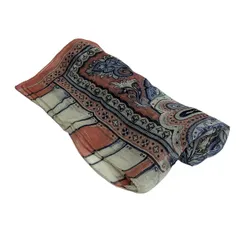 ETRO(エトロ) ストール(ショール)美品  - アイボリー×レッド×マルチ ペイズリー柄 リネン、シルク