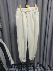 起毛 ジョガーパンツ 白
