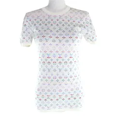 極美品★LOUIS VUITTON ルイヴィトン 22AW シルク混 パステルモノグラム クルーネック 半袖ニット マルチ XS イタリア製 正規品 レディース