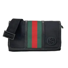 GUCCI(グッチ) ショルダーバッグ シェリー /インターロッキングG 181064 黒×グリーン×レッド レザー