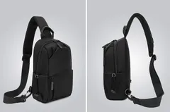 【ボディバッグ】 ショルダーバッグ　黒　軽量　大容量　ポケット付き　人気