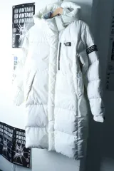 (M-L) THE NORTH FACE ザノースフェイス ダウン アウター ジャケット 小さな汚れあり 白ラベル ロング-16A6B