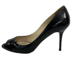 JIMMY CHOO(ジミーチュウ) パンプス 37 1/2 レディース - 黒 オープントゥ レザー