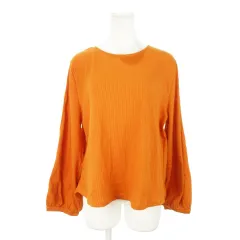 チャオパニック ティピー CIAOPANIC TYPY カットソー ラウンドネック 長袖 七分袖 2way ボリューム袖 バックスリット ONE オレンジ /AH5