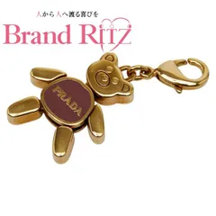 中古 プラダ ベア クマ ロゴ キーホルダー バッグチャーム ゴールド パープル メッキ レディース PRADA 【送料無料】【名谷店】