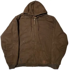 アクティブダックジャケット ワークジャケット ワークウェア ブラウン 茶色 ロゴパッチ ベルンアパレル 熊 アウター 4XL オーバーサイズ 耐久性 トリプルニードルステッチ 丈夫 レディース ユニセックス メンズ 古着 長袖