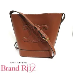 中古 セリーヌ トリオンフ スモール バケット キュイル 斜め掛け ショルダーバッグ ブラウン レザー レディース CELINE Aランク 【送料無料】【名谷店】
