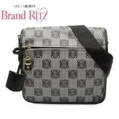 中古 ロエベ アナグラム 斜め掛け ショルダーバッグ グレー ブラック ABランク PVC キャンバス レディース LOEWE 【送料無料】【三田店】