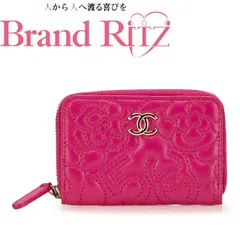中古 シャネル カメリア ココマーク No.5 コインケース カードケース 小銭入れ Aランク ピンク ラムスキン レディース CHANEL 【送料無料】【名谷店】