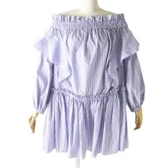 極美品◎正規品 イタリア製 AlexanderMcQueen アレキサンダーマックイーン 507776 長袖 オフショルダー ワンピース ストライプ柄 紫×白 42