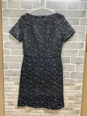 A【A25-89】◇ru   サイズS    ワンピース　黒×グレー　花柄