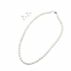 ノーブランド品 ネックレス アコヤ真珠 イヤリング セット アクセサリー 両耳用 パール 8mm Silver925 白 ホワイト ■GY11 /MQ