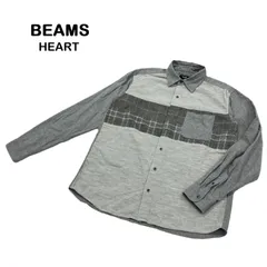 【BEAMS HEART/ビームスハート】切り替えシャツ コーデュロイ 千鳥 チェック 長袖シャツ ストレッチ デザインシャツ 綿（中古）