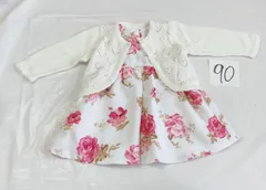 A476　小花柄　ベビードレス　90サイズ　ワンピースとカーディガンセット