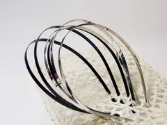 2色20本セット カチューシャ金具 5㎜ シルバー＆ブラック ヘアアクセサリー ハンドメイド 材料 ワイヤー 金具 (シルバー＆ブラック)