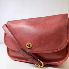 ✨Cランク　 COACH　old coach　vintage　Turn lock　  Shoulder bag　Shoulder strap　Crossbody　red　glove-tanned leather　9790　「9EL」