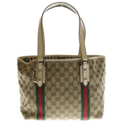 GUCCI (グッチ) シェリーライン GGキャンバス トートバッグ ハンドバッグ ホワイト×ベージュ レザー×キャンバス シルバー金具