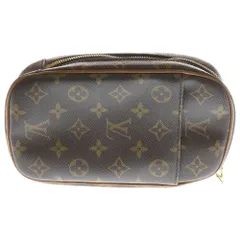 LOUIS VUITTON (ルイヴィトン) モノグラム ポシェット・ガンジュ ボディバッグ ウエストバッグ ショルダーバッグ ブラウン レザー×PVC M51870 ゴールド金具