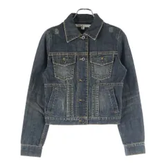 TOMMY HILFIGER (トミーヒルフィガー) フロントボタン ダメージ加工 デニムジャケット レディース インディゴ