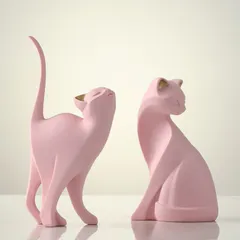新しい未使用 置物 装飾品 フィギュア 猫 ねこ ネコ キャット ピンク オブジェ オーナメント 動物 アニマル 北欧 おしゃれ かわいい キュー