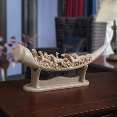 象牙風 一本物 置物 オブジェ 七福神 骨董品 彫り物 インテリア 骨董