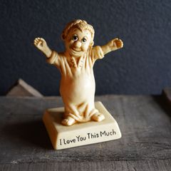 木彫りI Love You This Much ♥メッセージドール置物ビンテージ - メルカリ