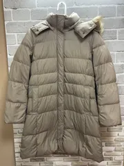 A【A22-59】◇ UNIQLO  Lサイズ  ダウンジャケット　フード取り外し可能　　ベージュカラー