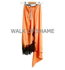 新品同様 ウォークオブシェイム WALK OF SHAME ロングスカート アシンメトリー レース シルク100％ オレンジ サイズ40 レディースのサムネイル