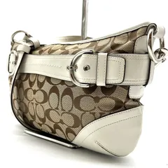 【良品】 COACH Y2K belt signature white beige canvas silver parts shoulder bag unisex コーチ ハンドバッグ ショルダーバッグ