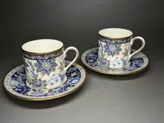 希少 NARUMI ナルミ カップ＆ソーサー ペア 花柄 最高級 ボーンチャイナ 金彩 オリエンタル 2客セット レア