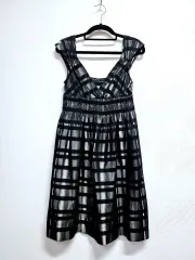 ザラベーシック ブラック チェック パータン フレンチスリーブ ONE PIECE