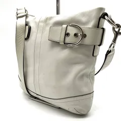 【良品】 COACH Y2K belt grey white leather silver parts shoulder bag unisex コーチ ハンドバッグ ショルダーバッグ