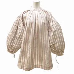 ライト WRYHT タグ付 CHO-CHIN SLEEVE FOLK TOPS  プルオーバー シャツ ブラウス パフスリーブ ストライプ オールドジョー取扱い ベージュ 2 約M 0629 ■BL4