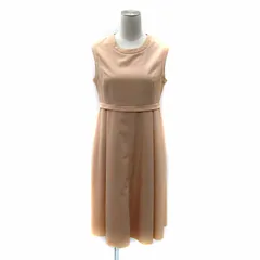 フォクシーニューヨーク FOXEY NEW YORK ワンピース ミモレ丈 ノースリーブ ラウンドネック 無地 ライトベージュ 22647 /SY12 IBO83