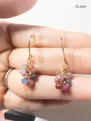 No.833✨天然石✨マルチカラースピネルのつぶつぶピアス　イヤリング