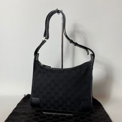 良品】GUCCI グッチ 斜め掛けショルダーバッグ GGキャンバス ブラック 