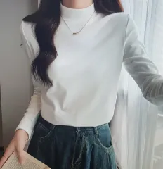 (海外配送)ハーフ タートルネック 長袖 Tシャツ (複数カラー)